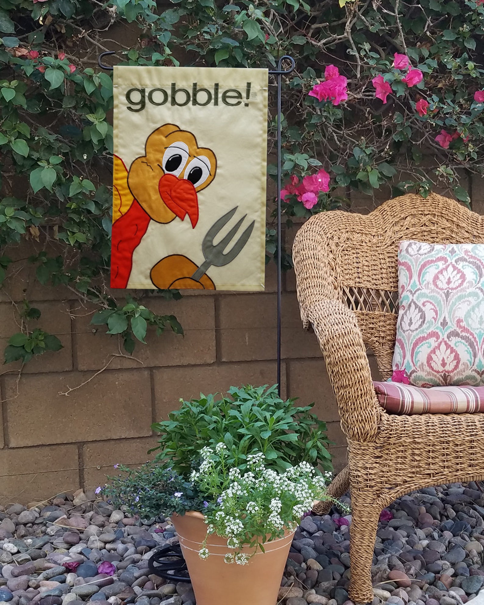 Turkey Garden Flag Original Design Fun Appliqued Etsy