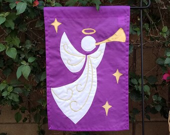 Christmas angel garden flag, original design, unique appliqued yard décor