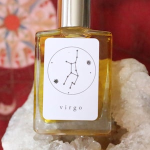 VIRGO Handmade Zodiac Inspired Oil Blend-Aromatherapy balancing mixture Bergamot and Lavender with fine fragrance of Plum Blossom, Oud Wood image 1