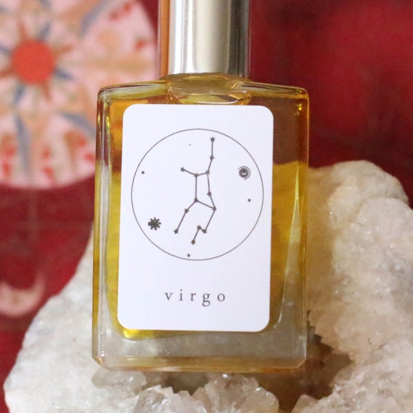 VIRGO Handmade Zodiac Inspired Oil Blend-Aromatherapy balancing mixture~ Bergamot and Lavender with fine fragrance of Plum Blossom, Oud Wood