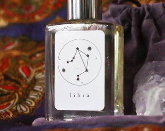 LIBRA Handmade Zodiac Inspired Oil Blend-Aromatherapy balancing mixture~Violet, Amber, Sandalwood, Cypress, Lime, Lily