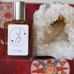 VIRGO Handmade Zodiac Inspired Oil Blend-Aromatherapy balancing mixture Bergamot and Lavender with fine fragrance of Plum Blossom, Oud Wood image 3