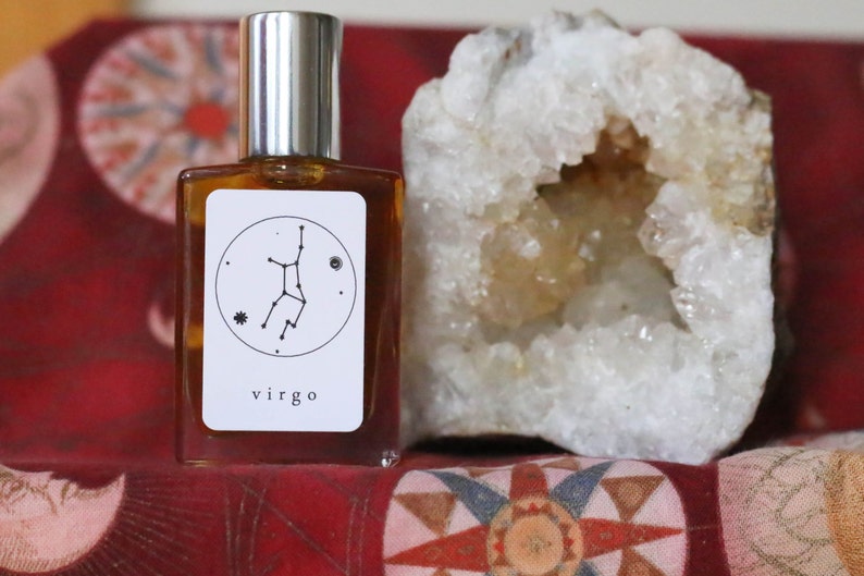 VIRGO Handmade Zodiac Inspired Oil Blend-Aromatherapy balancing mixture Bergamot and Lavender with fine fragrance of Plum Blossom, Oud Wood image 3