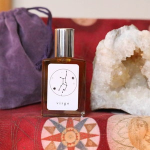 VIRGO Handmade Zodiac Inspired Oil Blend-Aromatherapy balancing mixture Bergamot and Lavender with fine fragrance of Plum Blossom, Oud Wood image 4