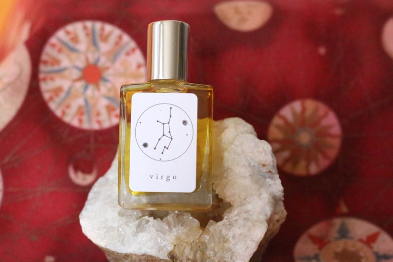 VIRGO Handmade Zodiac Inspired Oil Blend-Aromatherapy balancing mixture Bergamot and Lavender with fine fragrance of Plum Blossom, Oud Wood image 1