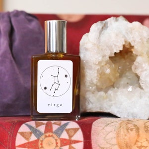 VIRGO Handmade Zodiac Inspired Oil Blend-Aromatherapy balancing mixture Bergamot and Lavender with fine fragrance of Plum Blossom, Oud Wood image 2