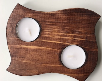 Tea Light Candle Stand in Distressed Pine