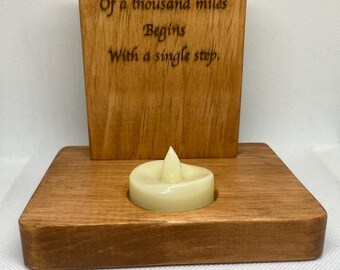 Personalized Candle Holder.  Custom Engraved.  Wood Anniversary Gift.