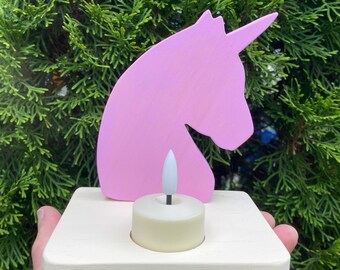 Unicorn Table Top Night Light, Kid’s Room Decor, Rechargable Tealight Candle Holder.