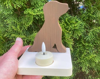 Chocolate Lab Table Top Night Light, Kid’s Room Decor, Rechargable Tealight Candle Holder.