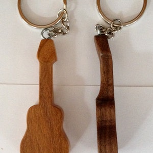 Acoustic Guitar Keychain, Free Engraving, Guitar Gift, Choice Of Walnut Or Cherry Great Personalized Gift For Guitarists.