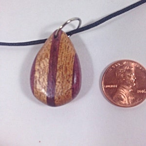 Teardrop Pendant in Mahogany and Exotic Purpleheart