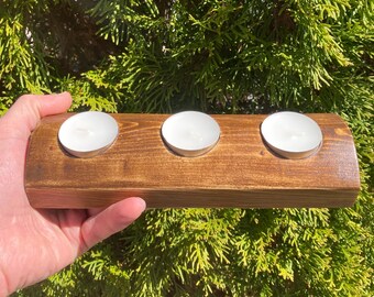 Handmade Rustic Wooden Tealight Candle Holder, Farmhouse Style Decor, Gift,  Anniversary, Wedding, Housewarming Present