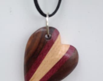 Heart Necklace, Wood Heart Pendant, Handmade Jewelry, Gift For Her, Great Valentine’s Day, Mothers Day or Birthday Gift.
