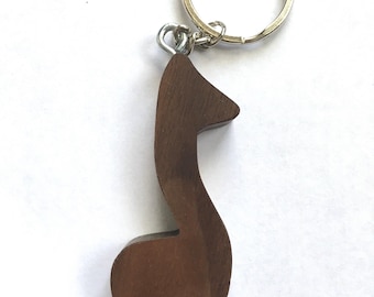 Hand Engraved Walnut Music Note Keychain - Personalized Gift for Musicians, Teachers & Music Lovers