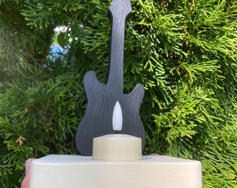 Electric Guitar Table Top Night Light, Kid’s Room Decor, Rechargable Tealight Candle Holder.