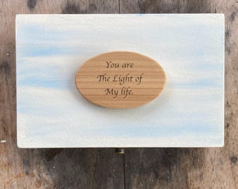 Personalized Wooden Box, Hand Painted Upcycled Trinket Storage, Custom Engraving