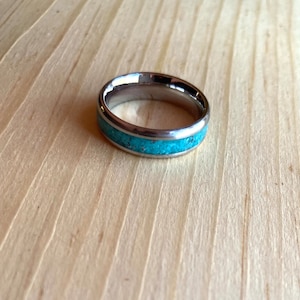 Stainless Steel Ring With Turquoise Inlay, Men’s Ring, Women’s Ring, Statement Ring,  Men’s Wedding Ring, Gift For Him, Gift For Her.