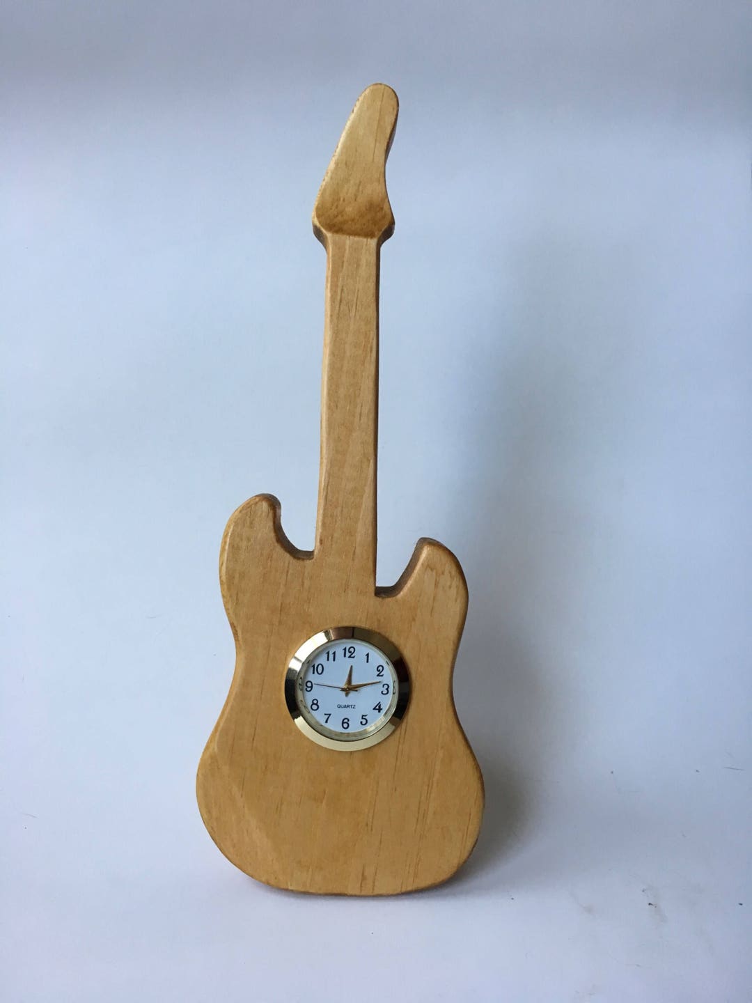 Electric Guitar Clock in Solid Pine With Dark Stain Etsy