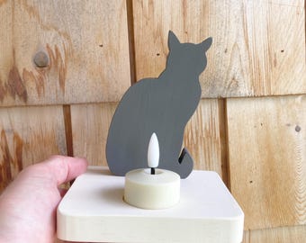 Cat Table Top Night Light, Kid’s Room Decor, Rechargable Tealight Candle Holder.