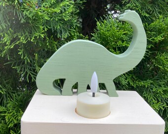 Brontosaurus Dinosaur Table Top Night Light, Kid’s Room Decor, Rechargable Tealight Candle Holder.