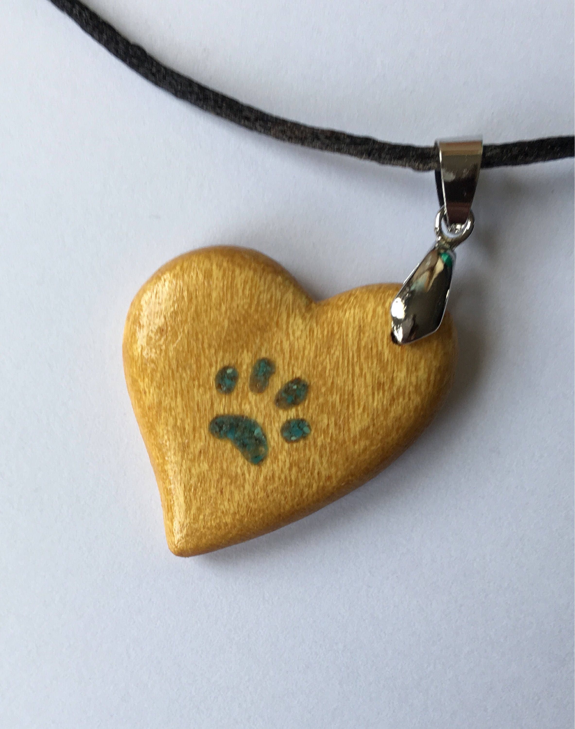 Wooden Heart of Yellow Heart With Paw | Etsy