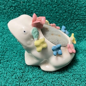 Frog Pin Cushion with Flowers