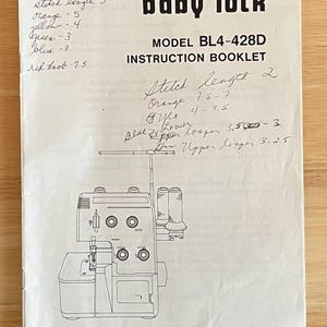Baby Lock Overlock Machine Model BL4-428D Instruction Manual