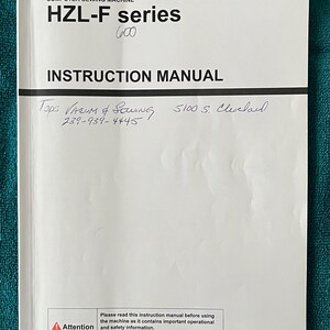 Juki HZL-F Series 600 Sewing Machine Instruction Manual