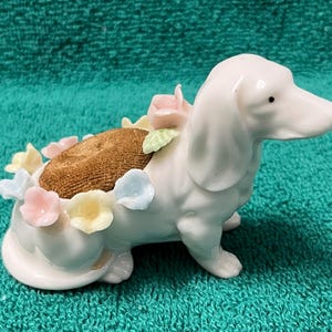 Dog Pin Cushion with Flowers