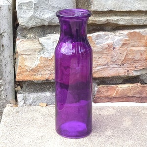 Grape: 7 3/4  inch deep purple tall cylinder glass vases.