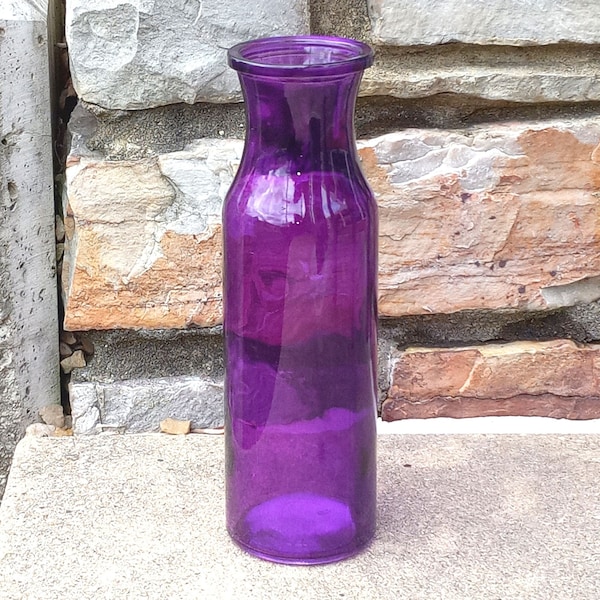 Grape: 7 3/4  inch deep purple tall cylinder glass vases.