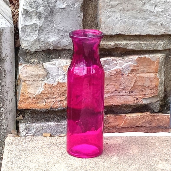 Fuchsia: 7 3/4 Fuchsia Pink Tall Glass Vases. - Etsy