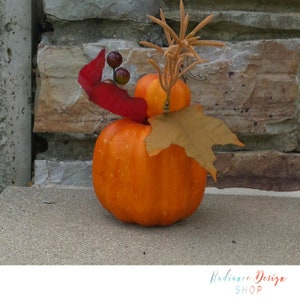 Orange Pumpkin Minis; 6in  orange pumpkin decor.(Silk Flowers)