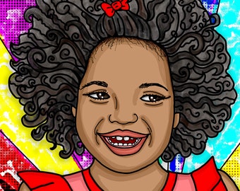 Happy Curls | Pop Art | Digital Art PNG file download for sublimation, cardmaking, making your print