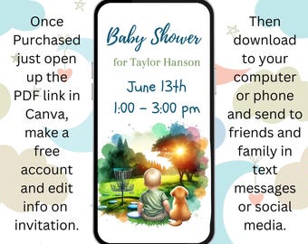 Disc Golf Themed Digital Animated Baby Shower Invitation for Phone or Social Media