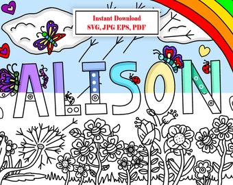 Alison Poster and Coloring Page | Instant Digital Download. Files in svg, jpg, eps, psd.