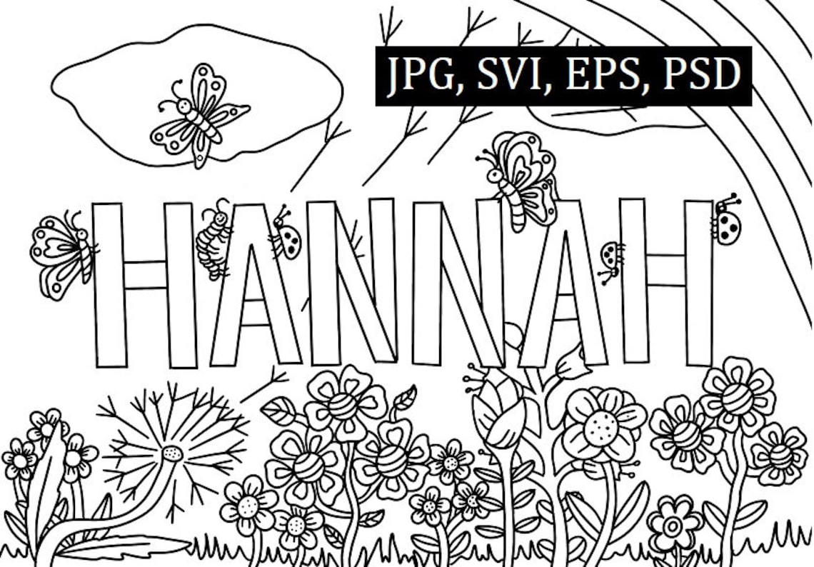 Hannah, Poster and Coloring Page Digital Download. Files in Svg, Jpg ...