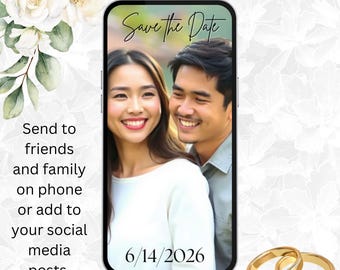 Animated Save the Date Wedding Digital Template for Instant Download | Share by phone or social media post