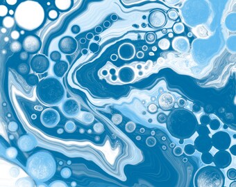 Blue and White River Fluid Art