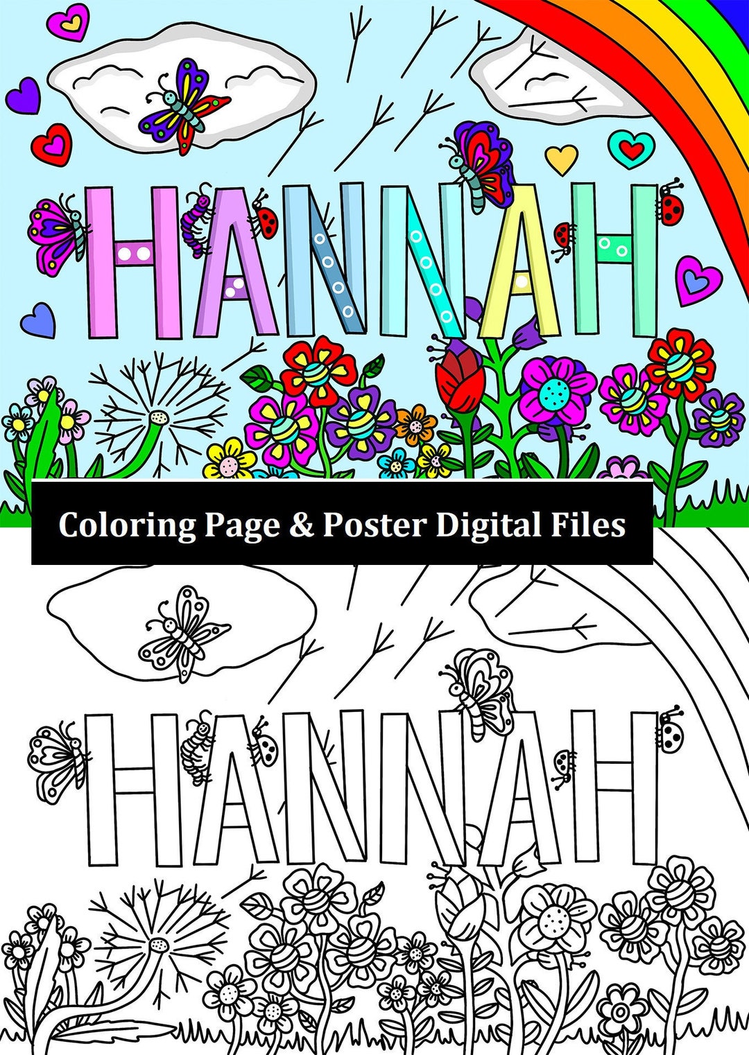Hannah, Poster and Coloring Page Digital Download. Files in Svg, Jpg ...