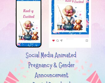 Animated Pregnancy and Gender Announcement for Social Media and Cell Phones Digital Download Template
