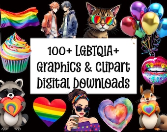 LGBTQIA+ Clipart and Graphics Bundle for Digital Download for Personal or Commercial Use