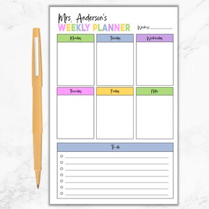 Teacher Weekly Planner, Weekly Planner Notepad, Personalized Notepad, Organization, Back To School, Teacher Gift, Productivity