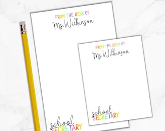 School Secretary Notepad, Personalized Secretary Notepad, Gift for School Secretary, School Secretary Christmas Gift, Back To School