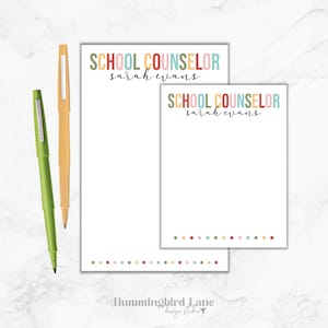 School Counselor Notepad, Personalized Counselor Notepad, Gift for School Counselor, School Conselor Christmas Gift, Back To School