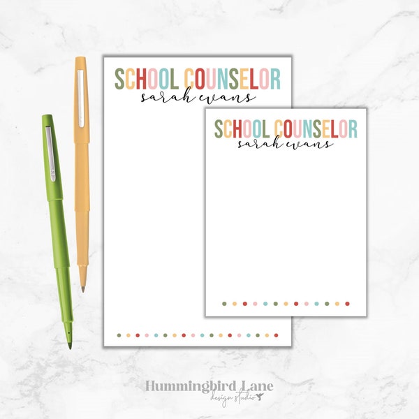 School Counselor Notepad, Personalized Counselor Notepad, Gift for School Counselor, School Conselor Christmas Gift, Back To School