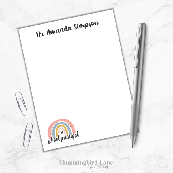 School Principal Notepad, Rainbow Notepad, Personalized Principal Notepad, Gift for Principal, Principal Christmas Gift, Back To School