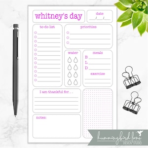 Daily Planner Notepad, Personalized Notepad, Custom Planner, Organization, To Do Lists, Productivity