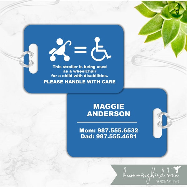 Stroller as Wheelchair tag, Stroller = wheelchair, Handicap Medical ID Tag, Medical Equipment Tag, Stroller Tag, Special Needs